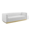 thumbnail image 1 of Modway Charisma Channel Tufted Performance Velvet Living Room Sofa in White, 1 of 9