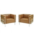 thumbnail image 1 of Modway Charles Leather Accent Chair in Tan (Set of 2), 1 of 5