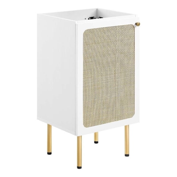 Modway Chaucer 18" Wood & Rattan Bathroom Vanity Cabinet in White