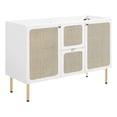 thumbnail image 1 of Modway Chaucer 48" Wood & Rattan Bathroom Vanity Cabinet in White, 1 of 11