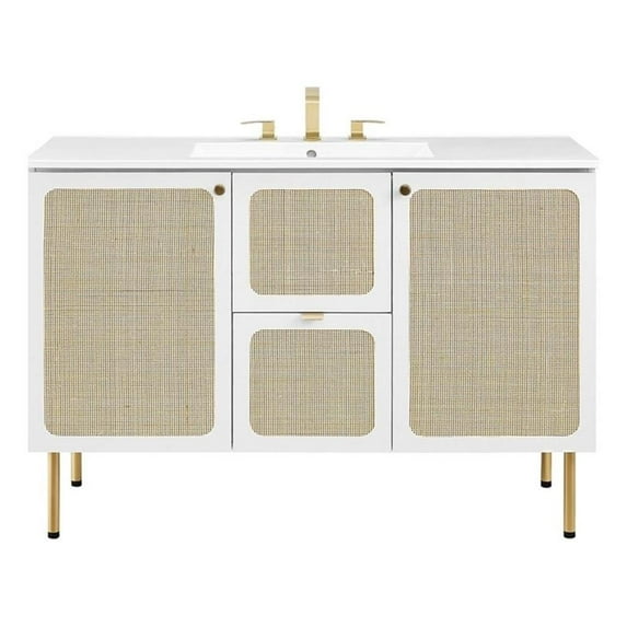 Modway Chaucer 48" Single Sink Wood & Metal Bathroom Vanity in White