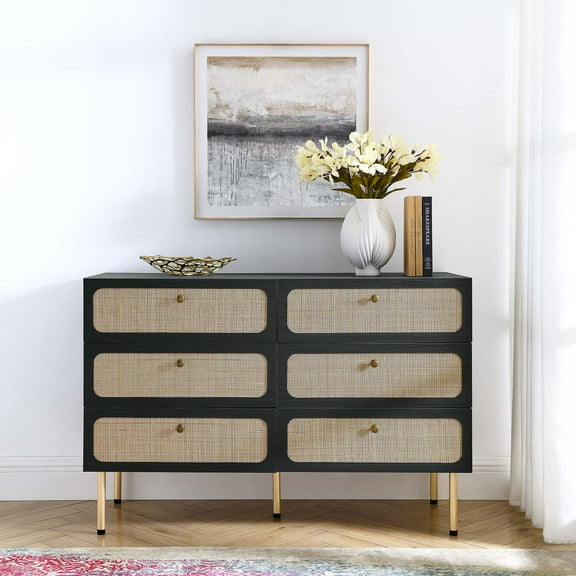 Modway Chaucer 6-Drawer Compact Dresser in Black