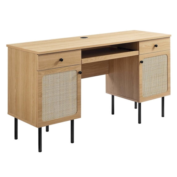 Modway Chaucer Particleboard and Laminate Office Desk in Oak