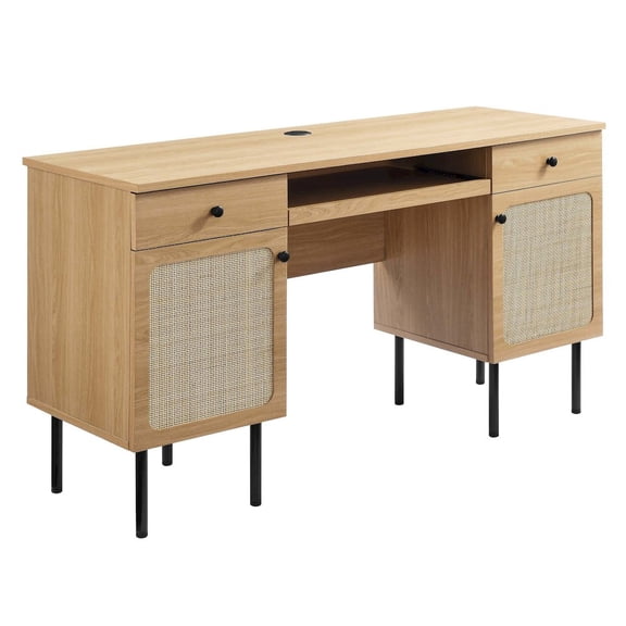 Modway Chaucer Particleboard and Laminate Office Desk in Oak