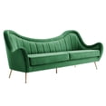 thumbnail image 1 of Modway Cheshire Performance Velvet and Stainless Steel Sofa in Emerald Green, 1 of 5
