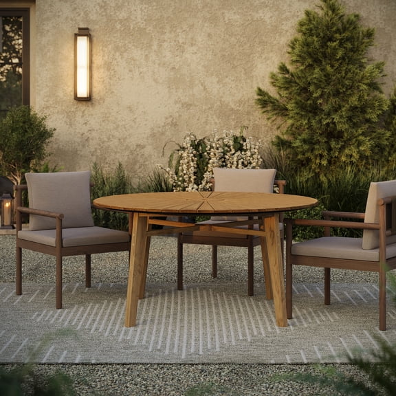 Cielo 59" Sunburst Outdoor Teak Dining Table in Natural