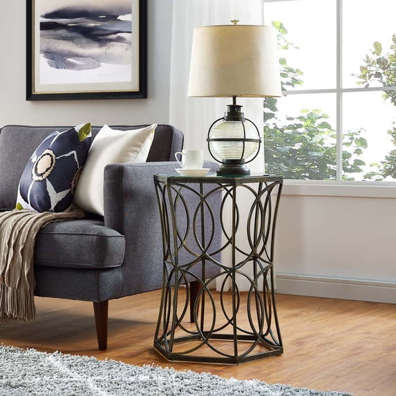 Modway Circle 15.5" Side Table in Antique Gold