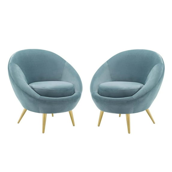 Modway Circuit Accent Chair Performance Velvet Set of 2 in Light Blue