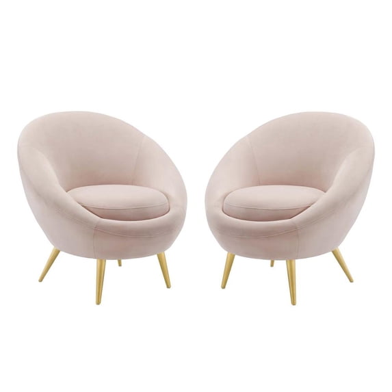 Modway Circuit Accent Chair Performance Velvet Set of 2 in Pink