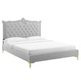 thumbnail image 1 of Modway Clara Performance Velvet Queen Platform Bed in Light Gray, 1 of 10