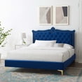 thumbnail image 1 of Modway Clara Performance Velvet Queen Platform Bed in Navy, 1 of 10