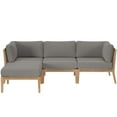 thumbnail image 1 of Modway Clearwater Outdoor Patio Teak Wood 4-Piece Sectional Sofa in Gray Graphite, 1 of 14