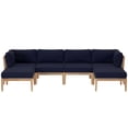 thumbnail image 1 of Modway Clearwater 6-Piece Wood Fabric Outdoor Sectional Sofa - Gray/Navy, 1 of 14