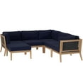 thumbnail image 1 of Modway Clearwater Outdoor Patio Teak Wood 6-Piece Sectional Sofa in Gray Navy, 1 of 14