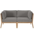 thumbnail image 1 of Modway Clearwater Teak Wood Fabric Outdoor Loveseat in Gray/Graphite, 1 of 8