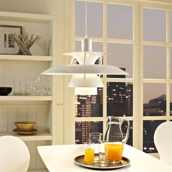 Modway Cloak Aluminum Pendant Chandelier with One Bulb in White