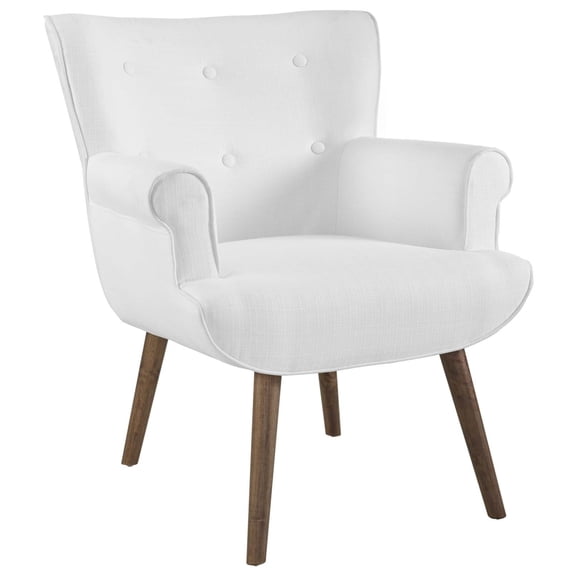 Modway Cloud Tufted Polyester Fabric Accent Chair in White and Walnut