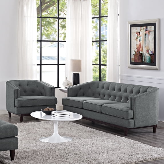 Modway Coast Living Room Set Set of 2 in Gray