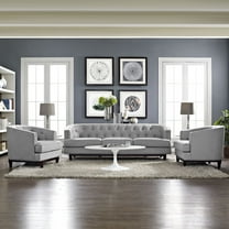 Modway Coast Polyester and Rubberwood Living Room Set in Light Gray (Set of 3)