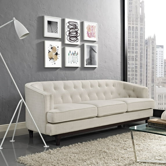 Modway Coast Upholstered Fabric Sofa in Beige