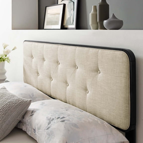 Modway Collins Tufted King Fabric and Wood Headboard, Gray