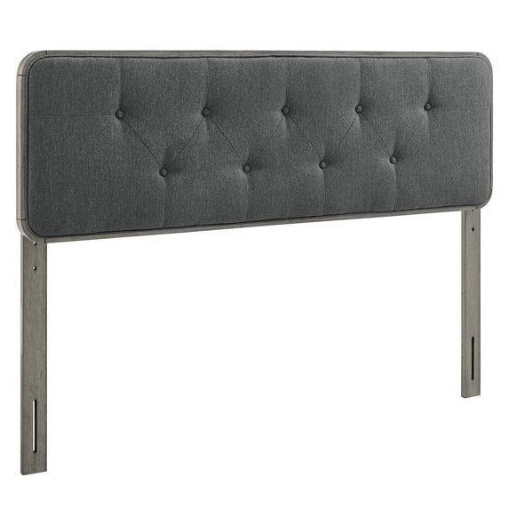 Modway Collins Fabric Button Tufted Twin Headboard in Gray and Charcoal