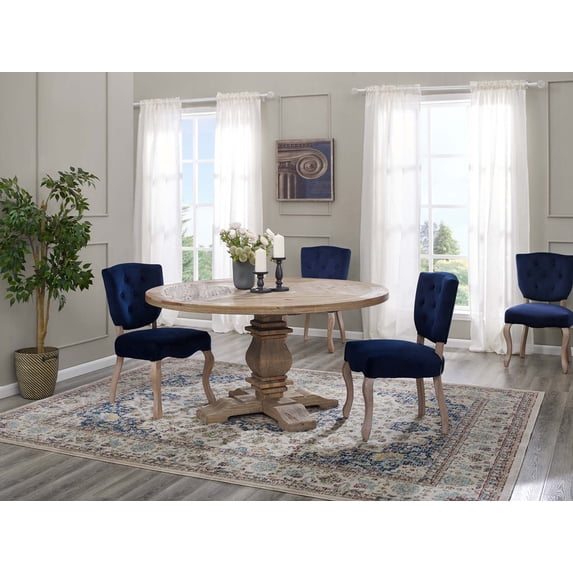 Modway Column 59" Round Pine Wood Dining Table in Brown