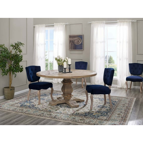 Modway Column 59" Round Pine Wood Dining Table in Brown