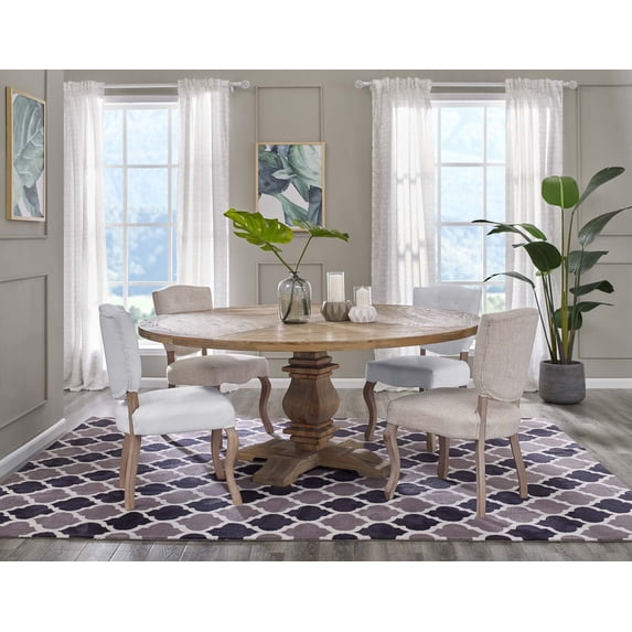 Modway Column 71" Round Modern Pine Wood Dining Table in Brown