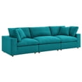 thumbnail image 1 of Modway Commix 3 Piece Down Filled Overstuffed Sectional Sofa Set in Teal, 1 of 5