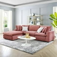 thumbnail image 1 of Modway Commix 4-Piece Down Filled Overstuffed Performance Velvet Sectional Sofa in Dusty Rose, 1 of 5