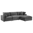 thumbnail image 1 of Modway Commix 4-Piece Down Filled Overstuffed Performance Velvet Sectional Sofa in Gray, 1 of 10