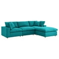 thumbnail image 1 of Modway Commix 4 Piece Down Filled Overstuffed Sectional Sofa Set in Teal, 1 of 5