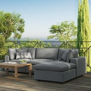 Modway Commix 6-Piece Outdoor Patio Sectional Sofa in Charcoal