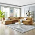 thumbnail image 1 of Modway Commix 5-Piece Down Filled Overstuffed Performance Velvet Sectional Sofa in Cognac, 1 of 5