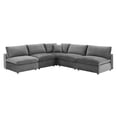 thumbnail image 1 of Modway Commix 5-Piece Down Filled Overstuffed Performance Velvet Sectional Sofa in Gray, 1 of 10