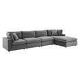 thumbnail image 1 of Modway Commix 5-Piece Down Filled Overstuffed Performance Velvet Sectional Sofa in Gray, 1 of 10