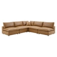 thumbnail image 1 of Modway Commix 5-Piece Down Filled Overstuffed Vegan Leather Sectional Sofa in Tan, 1 of 11