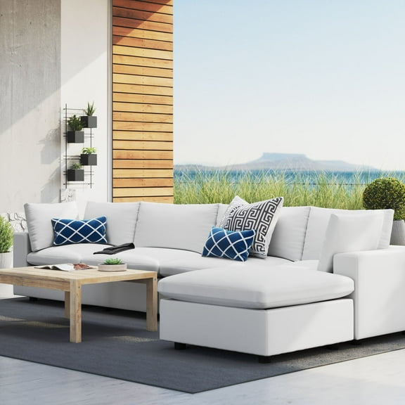 Modway Commix 5-Piece Sunbrella® Outdoor Patio Sectional Sofa in White