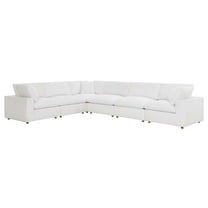 Modway Commix 6-Piece Down Filled Overstuffed Fabric Sectional Sofa Set in White