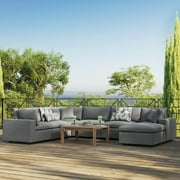 Modway Commix 7-Piece Outdoor Patio Sectional Sofa in Charcoal
