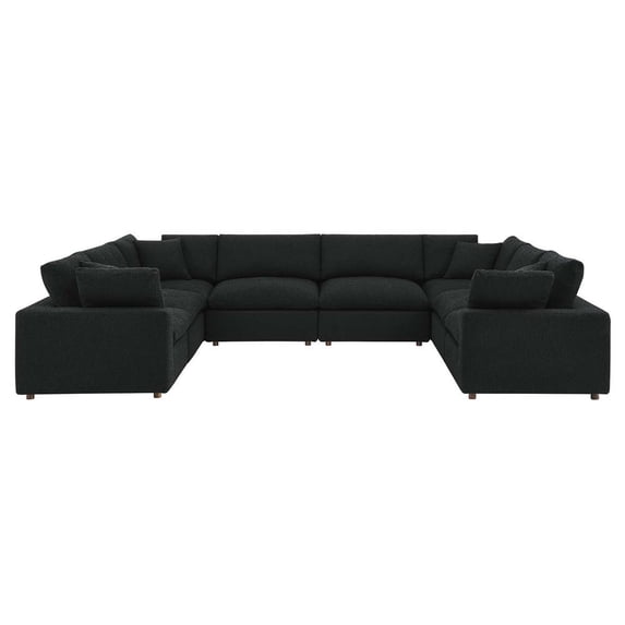 Modway Commix 8-Piece Upholstered Boucle Fabric Sectional Sofa in Black