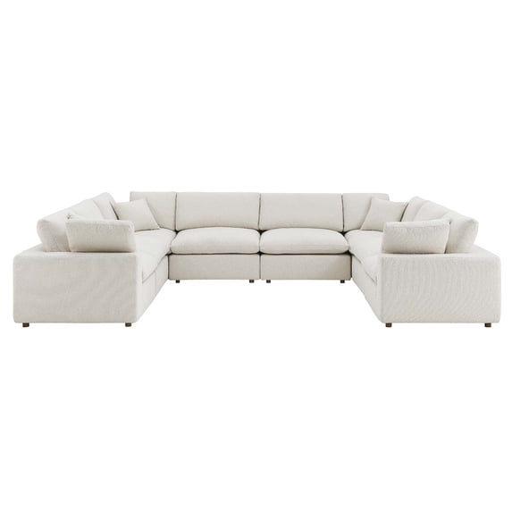 Modway Commix 8-Piece Upholstered Boucle Fabric Sectional Sofa in Ivory