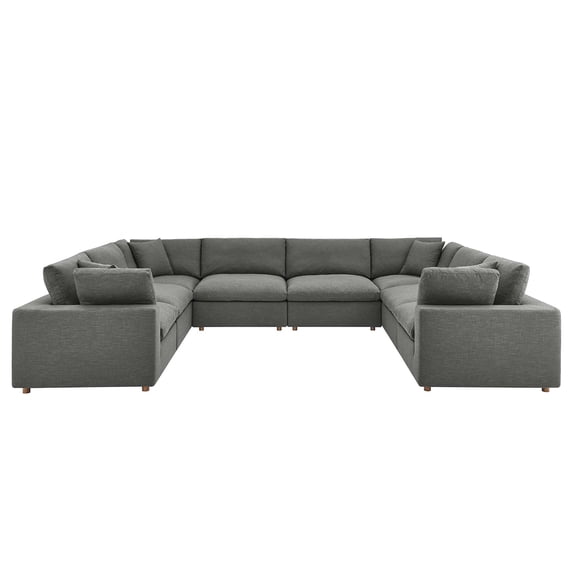 Modway Commix 8-Piece Fabric Down Filled Sectional Sofa Set in Gray