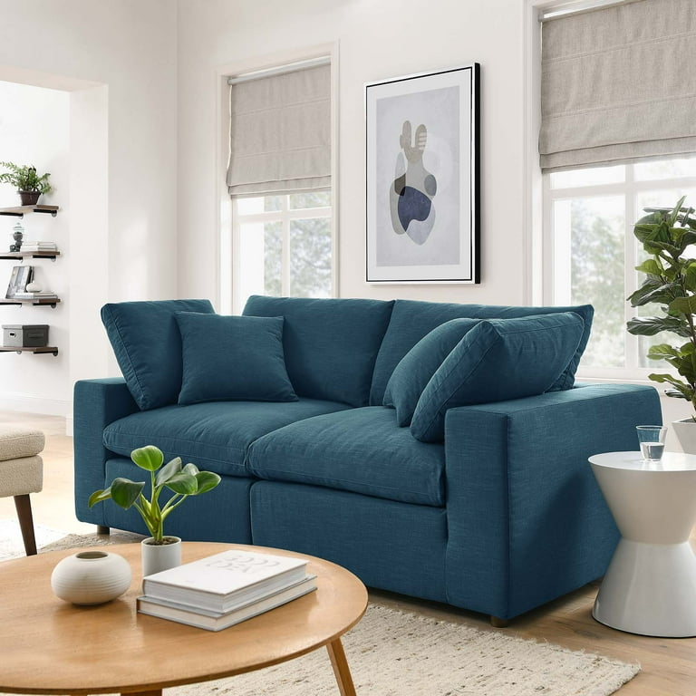 Modway Commix Down Filled Overstuffed 2 Piece Sectional Sofa Set in Azure