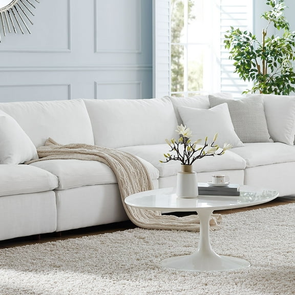 Modway Commix Down Filled Overstuffed 3-Piece Armless Sectional Sofa in White