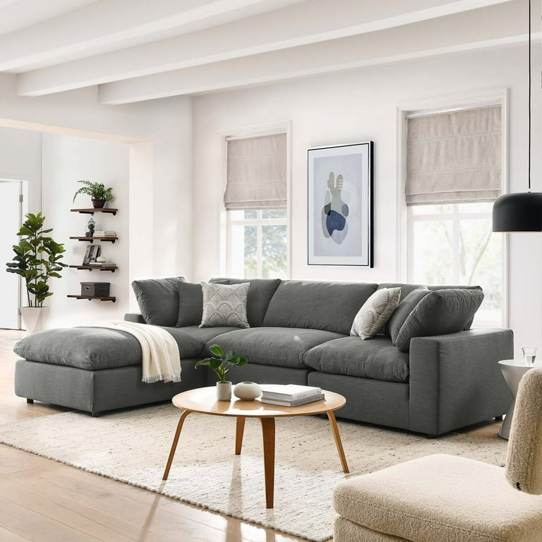 Commix down filled overstuffed 4 piece sectional on sale sofa set