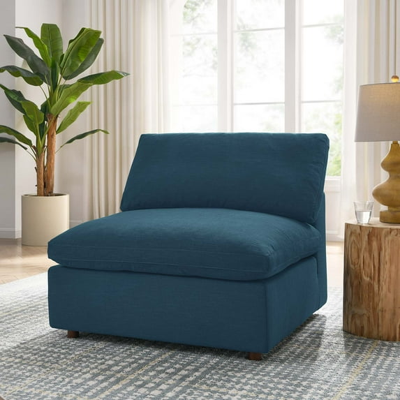 Modway Commix Fabric Down Filled Overstuffed Armless Chair in Azure