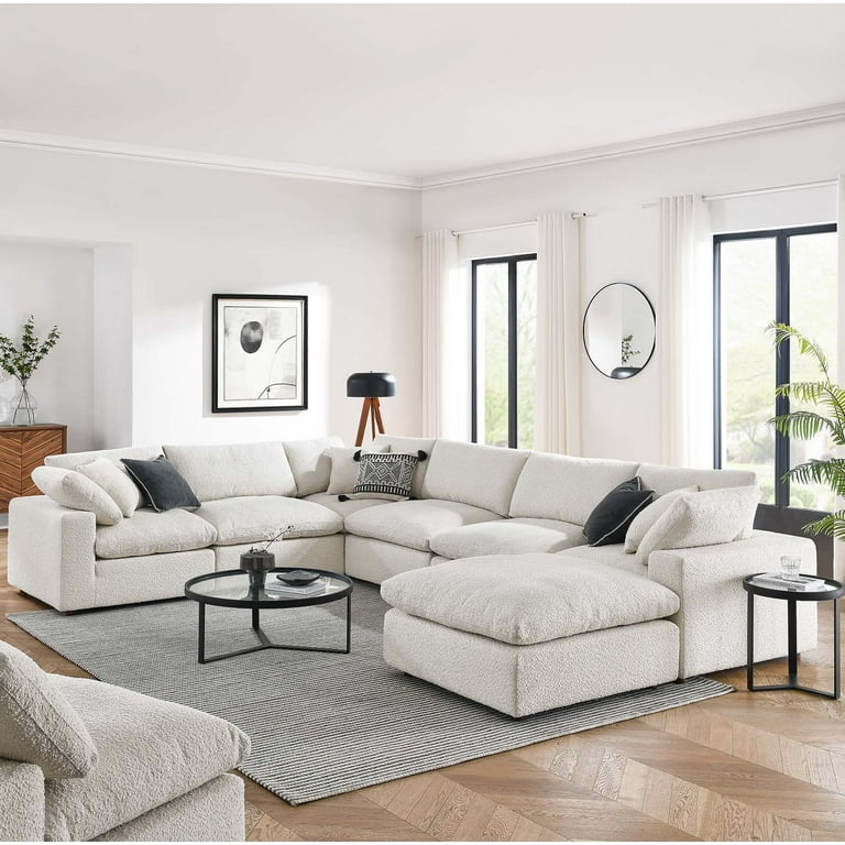 Modway Commix Down Filled Overstuffed Boucle 7 Piece Sectional