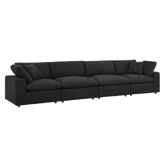 Modway Commix 4-Seater Upholstered Boucle Fabric Sectional Sofa in Black
